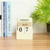 Återanvändbar vintage trä kalender skrivbordskalender perpetual träblock kontor heminredning bord diy planerare retro rustik