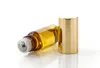 10ml 5ml 3ml Mini Roll på glasflaska Fragrance Perfume Amber Brown Tjock Glasflaskor Essential Oljeflaska Stål Metall Roller Boll