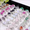 HELA 100 st lot Women's Stone Solitaire Rings Silver Mix Styles Fashion Jewelry Ring Brand New Drop Party Gifts248w