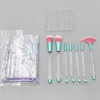 7 Pcs Liquid Glitter Makeup Brushes Empty Transparent Crystal Hollow Handle Brush Set DIY Manual Perfusion Sand Make Up Tools