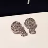 Venta al por mayor-ins diseñador de moda de doble cara súper brillante diamantes de imitación completos aretes de flores huecas para mujeres niñas