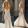 Berta Privée No. 2 Wedding Dresses 2020 Spaghetti Lace Sequins Boho Bridal Gowns Floor Length Beach Wedding Dress