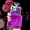 3D Diamond Perfume Bottle Girls Furry Phone Cases for iphone 14 13 12 11 Pro Max XR 7 8 Samsung S21 S22 Bling Crystal Rhinestone Design with Lanyard Protector Cover