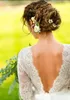 Empire Taille V-hals Backless Lace Fairy Summer Holiday Beach Bohemian Bridal Trouwjurk Land A-Line Trouwjurken met Lange Mouw