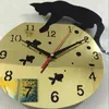 Quartz saat kedi duvar saati Akrilik Ayna Reloj Pared Horloge Iğne DIY saatler Oturma Odası dekor Modern saatler 3D çıkartmalar