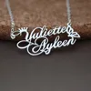 Personalized Princess Crown Double Name Necklace Stainless Steel Butterfly Pendants For Lovers Women Men Custom Jewelry Gifts296K