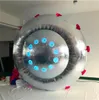 Customized Silver Inflatable Balloon UFO With LED strip and CE blower For Building Roof or Nightclub Decoration