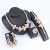 Sets Fashion African Beads Jewelry Set Nigerian Wedding woman Accessories Necklace Earring Ring Set Dubai Gold Colorful Jewelry