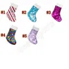 Juldekoration Reversible Sequin Stocking Pendant Hang Tillbehör Godisväska Gåvor Bag Party Supplies 5 färger ZZA1143