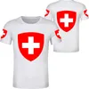 Zwitserland T-shirt DIY Free Custom Made Name Number Che T-shirt Nation Flags Ch Red German Country College Print Photo Kleding