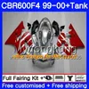 Body + Tank for HONDA CBR600 F4 CBR 600 F4 FS CBR600 F 4 287HM.13 CBR600F4 99 00 Silver black hot CBR600FS CBR 600F4 1999 2000 Fairings kit