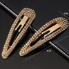 Fashion Metal Water Drop Hair Clips Golden RhinestoneClip Simple Geometry Bang Hairpin 3 Colors7739843