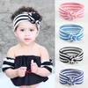 8 cores infantil bonito do bebê listrada Knot headband Meninas headwraps Turban Bandanas Bandanas Cruz Frente Hairband Phtography Props M1911