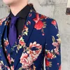 Wholeslae-メンズステージ歌手の花柄のスーツ3ピースデザイナービンテージファッションの結婚式
