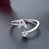 Высокое качество стерлингового серебра 925 пробы 26 букв кольцо для женщин горный хрусталь открытые A-Z начальные буквы кольца на палец женские кольца ювелирные изделия Par307y