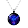 12 Zodiac Sign Pendant Halsband Glas Cabochon Double Galaxy Constellation Horoskop Astrologi Halsband för kvinnor Män Smycken