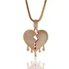 Mode Coeur Brisé Pendentif Colliers Plein Strass Brillant Garçons Rock Rappeur Collier Chaîne De Tennis Hommes Hip Hop Bijoux Pour Gif311z