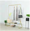 Golden display rack Bedroom Furniture Iron boutique clothing store showcase floor-mounted front and side hanging clothes show racks