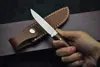 Small Survival Straight Hunting Knife 440C Satin Blade Full Tang Rosewood Handle Fixed Blade Knives With Leather Sheath