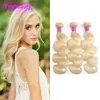 Indian Raw Human Hair 4pieces Blonde Body Wave 613 Color Hair Weaves Blonde Double Wefts Pure 10-30inch