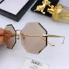 Wholesale-new fashion designer sunglasses 0376 frameless polygon frame crystal cutting lens popular style top quality