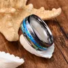 8MM Wide Inlaid Shells Blue Opal Tungsten Steel Rings Never Fade Engagement Band Ring Men039s Jewelry Size 6139553077