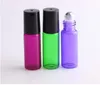 5ml Thick Amber Green Purple Blue Glass Roller On Bottles Essential Oil Empty Perfume Bottles with Glass Stainless Steel Roller Ball SN2720