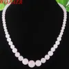 WOJIAER Pink Rose Quartz Gem Stone 6-14mm Graduated Round Beads Women Necklace 17.5 Inches Strand Jewelry F3004