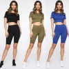 Femmes 2 pièces ensemble short et haut décontracté pantalon court T-shirts ensemble rayure survêtement Sport femmes dames Sport décontracté vacances nouveau