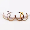 Wholesale- Print hoop earrings for women alloy resin Splicing C shape huggie earring western fashion hot sale Acrylic jewelry free shipping