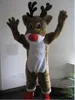 2018 Högkvalitativ Hot EMS Gratis frakt Rudolph Reindeer Mascot Kostym Klassisk Cartoon Costumes Vuxen Storlek