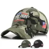 트럼프 2020 모자 미국 국기와 위장 야구 모자 도널드 트럼프 모자 자수 야외 챙 야구 모자 태양 모자 RRA2400