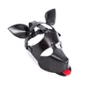 Bondage Microfiber Headgear Leather Dog Puppy Red Tongue Roleplay Hood Cosplay Mask Head #R45