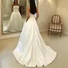 Semplice boho una linea matrimoniale spalline senza spalline abito da sposa anteme di prua con padella vestidos de noviva abiti da sposa più economici