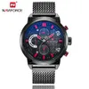 Marca Naviforce Black Fashion Mesh Steel Mens Quartz Relógio 24 horas Relógio masculino Esporte Military Wristwatches Relogio Masculino2388