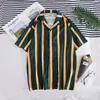 Spring Summer New Hawaii Men Shirts Short Sleeve Blouse Top Male Stripe Print Loose Casual Shirts Mens Beach Shirts FM044