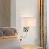 Creative Fabric Wall Lamp LED Reading Light Iron Sconce Hotel Aisle Corridor Living Room Bedside Modern Metal Lighting With USB