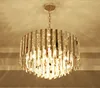gold modern chandelier living room light long crystal stick lamp dinning room LED hanging lighting LLFA319l