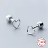 925 boucles d'oreilles en argent Sterling pour femmes mariage fiançailles fête coeur boucles d'oreilles fille creux goujon minimalisme aretes