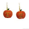 Boucles d'oreilles citrouilles Établissement Halloween Dangle Boucles d'oreilles Cristal Strass Boucles d'oreilles pour femmes Punk Noël fête de mode bijoux de mode