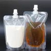 Sac d'emballage de boissons en plastique debout, pochette à bec, sac de rangement pour boissons, jus liquide, lait, café, paquet de 100