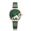 Julius Watch Green Fresh Girl's Fashion Watch Flower Design Delikatny Prezent Zegar Zegarek do GF z Pudełko Pakowanie Ja-1089