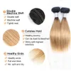 Ombre blond humant hår buntar brasilianska rakt hår kort bob 50g / bunt 10 12 14 tum 4 buntar / set naturliga remy hårförlängningar