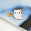 Söt tecknad djur vit katt metall kawaii emalj pin emblem knappar brosch tröja denim jacka väska dekorativa broscher för kvinnor flickor gåva