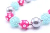 Bellissimo design a colori Collana robusta per bambini Fashion Hot Pink + Silver Bubblegum Bead Chunky Collana Gioielli per bambini per bambine