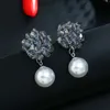 Wholesale-pearl dangle earrings for women luxury beads charm chandelier earring hot sale holiday style pearls pendants jewelry 6 colors pink