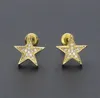 New Arrival Iced Out Cubic Zirconia Pentagram Stud Earrings Mens Womens Gold Plated Stud Earring Hip Hop Rapper Jewelry Gifts for Boys Girls