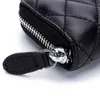 New fashion luxury classic designer stripped zipper genuine lambskin leather card holder wallet purse for women girls 5 colors