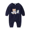 Newborn Romper Clothes 2020 INS New Hot Kids Cute Bear Print Round Collar Long Sleeve Cotton Baby Jumpsuits Kds Boutique Clothing M1556