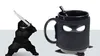 الإبداعية النينجا القدح الأسود قناع السيراميك كأس مع ملعقة السيف قهوة حليب الشاي أكواب الحليب لصنع الشاي كأس الأقداح